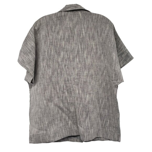 Eileen Fisher Gray Short Sleeve Lagenlook Jacket Cotton Linen Blend Artsy Chic - Picture 10 of 13